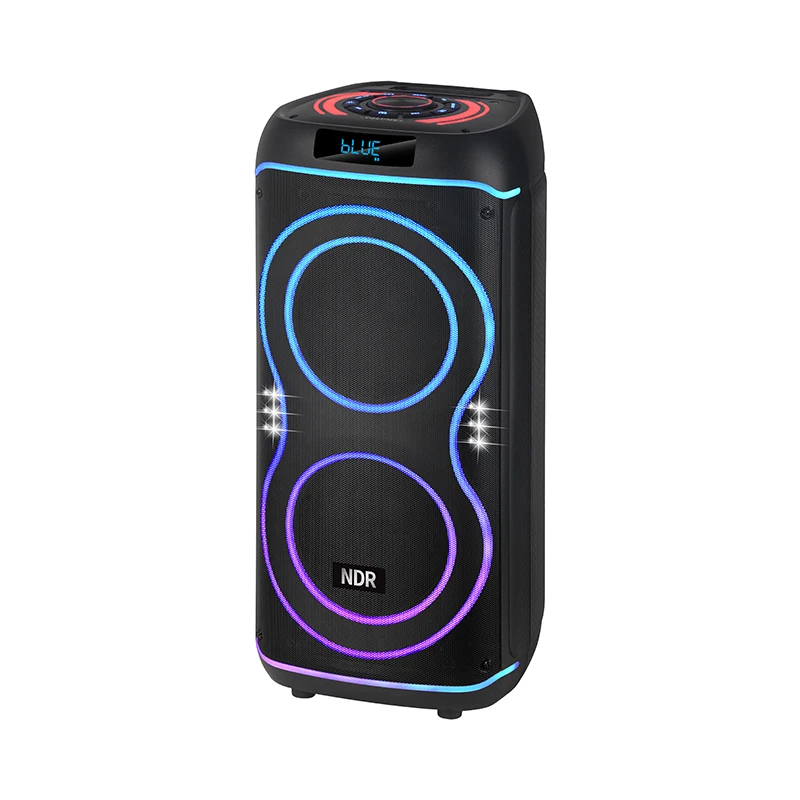 

NDR-822 8-Inch Dual Bass Stereo Microphone Portable Outdoor Subwoofer RGB LED Lighting 40W Power Source-Battery Operated
