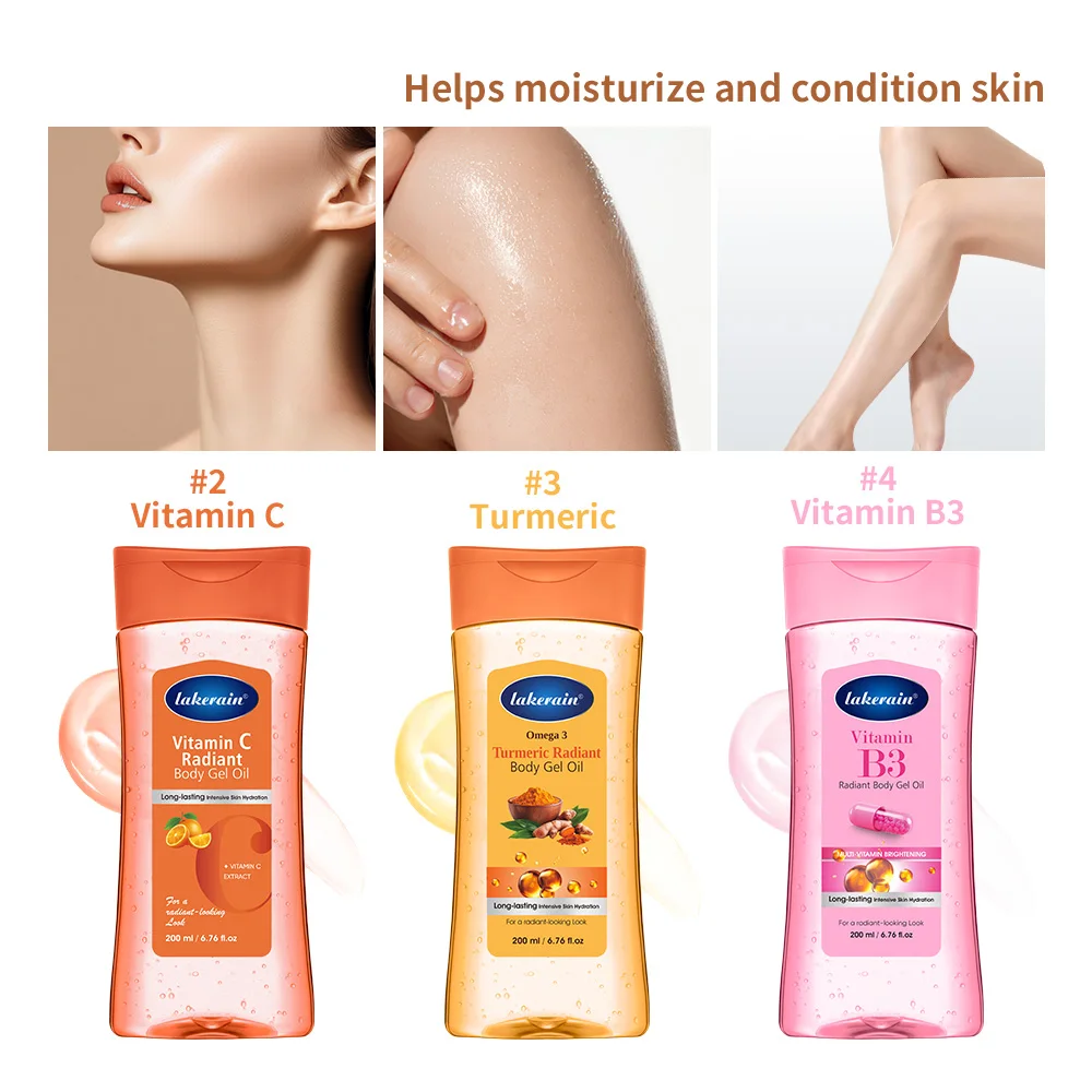 Loción corporal de cúrcuma y aceite de cacao 200ml Vitamina B3 Vitamina C Gel corporal iluminador e hidratante para piel seca