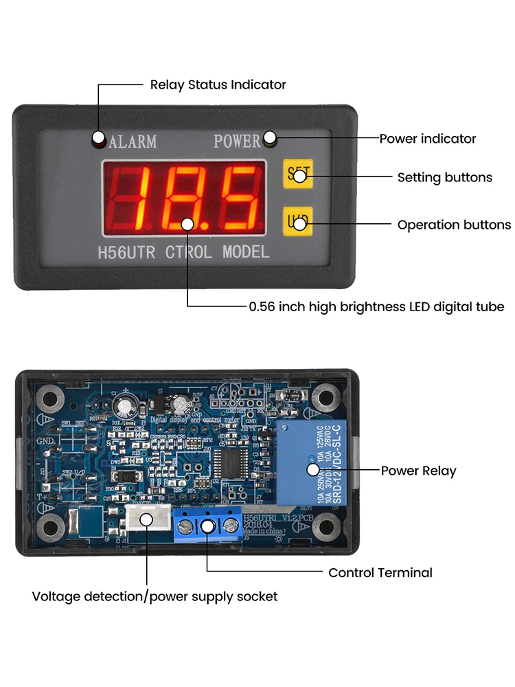 Two Wire Three Wire DC 3 Digit Display DC Voltmeter Overvoltage And Undervoltage Protection Relay Control Module 12V 24V 48V 72V