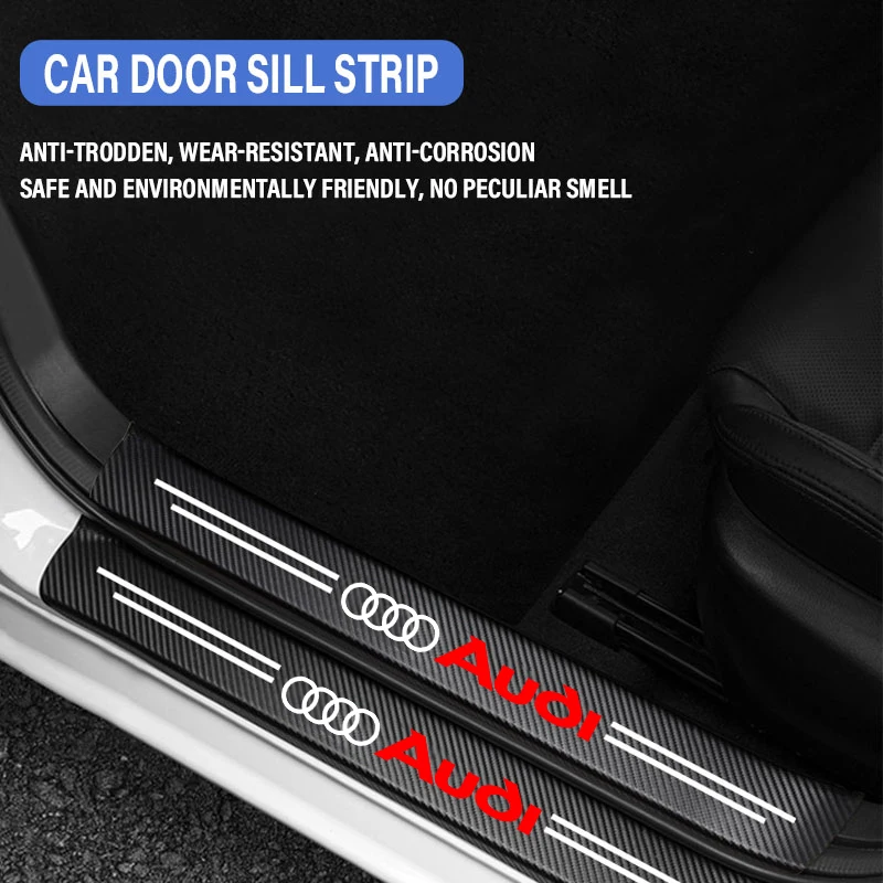 Carbon Fiber Car Door Edge Sill Protector Strip Stickers For Audi A3 A4 B5 B6 B8 A3 8P 8V 8L A5 A6 C6 C5 A1 A7 A8 Q2 Accessories