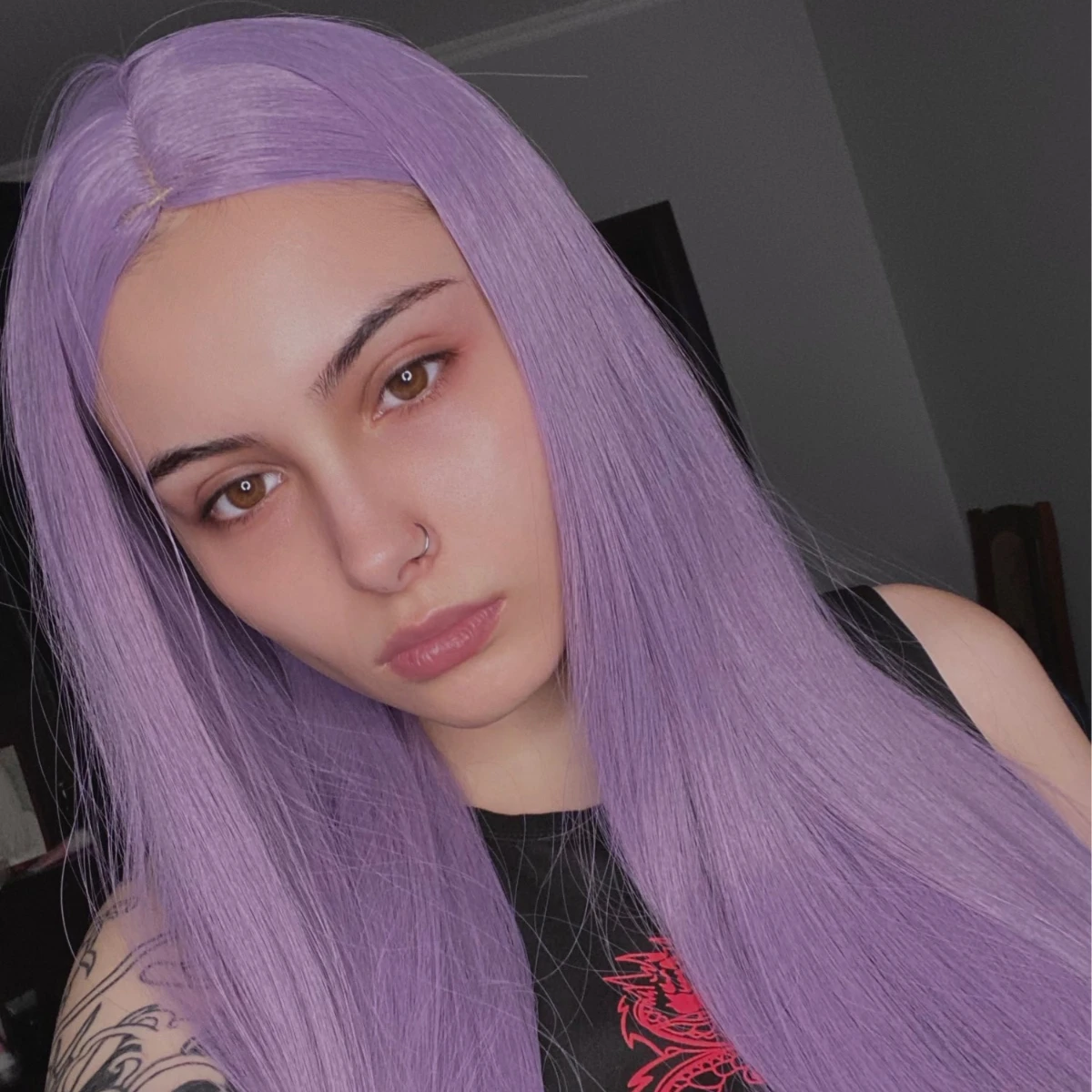 Long Straight Women Grils Light Purple Long Straight Wig Synthetic Wig Anime Cosplay Middle Parting For Halloween Cosplay Party