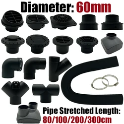 60mm Air Diesel Heater 0.8/1/2/3M Duct Pipe Tube Hose Air Vent Ducting Outlet Exhaust Joiner Connector For Webasto Eberspaecher