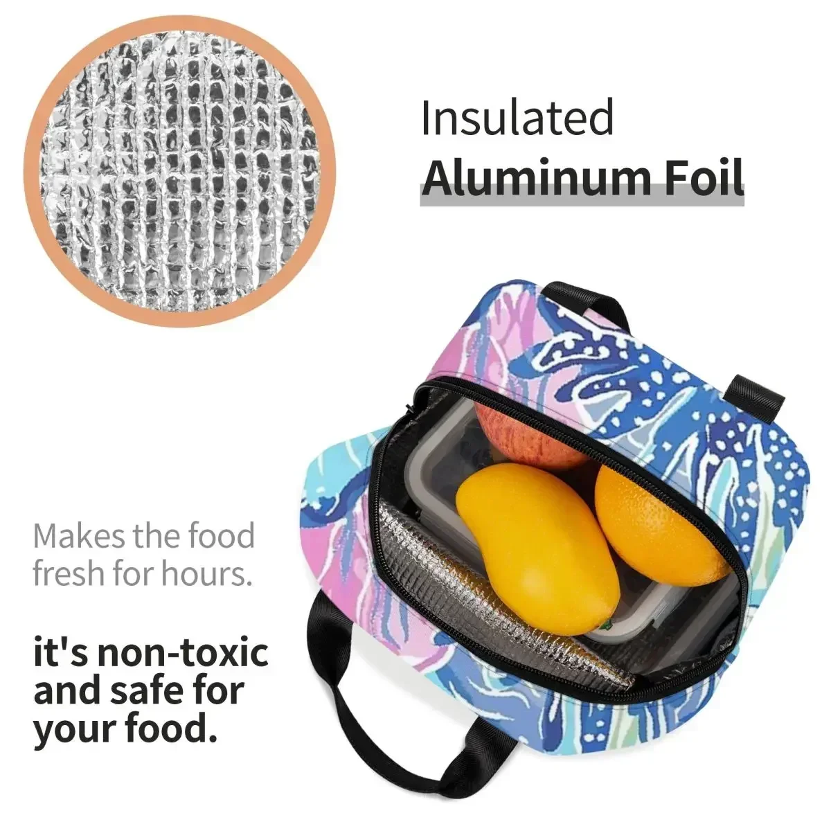 Bolsas de almuerzo con aislamiento de lirio Pulitzer, bolsas de Picnic impermeables, fiambrera térmica, bolso de mano para mujer, trabajo, escuela para niños