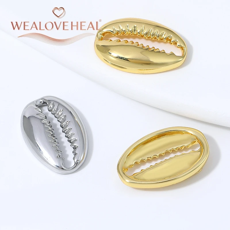 Glatte 18K vergoldete Messing-Kaurimuschel-Abstandsperlen, hochwertige Strand-Charms für DIY-Armbänder, Halsketten und Schmuckherstellung – Detail 18