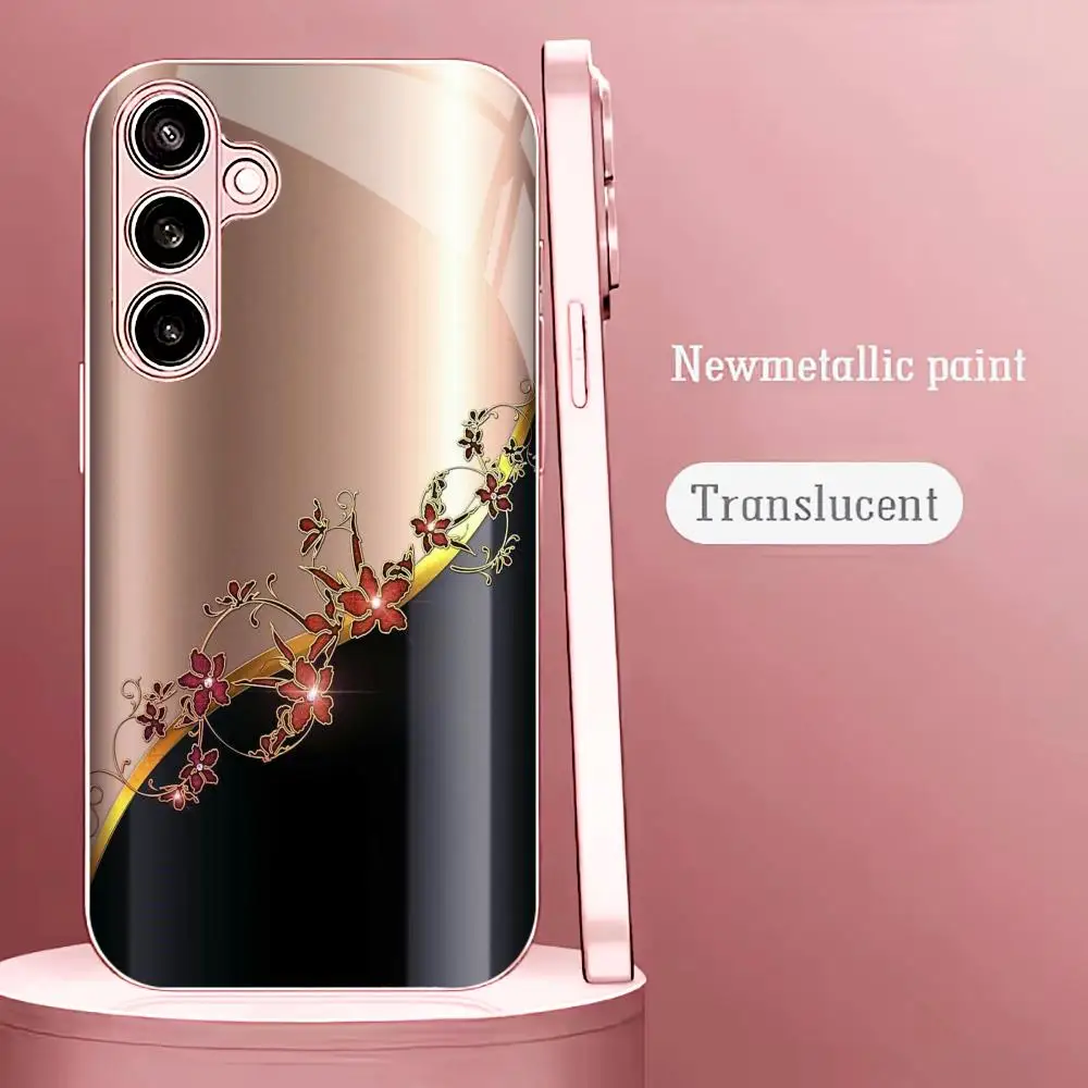 flowers on the vine Fashion Glass TPU QHD girl PhoneCase for Samsung Galaxy S26 S25 S24 S23 S22 S21 FE,Ultra,Plus Dropresistant