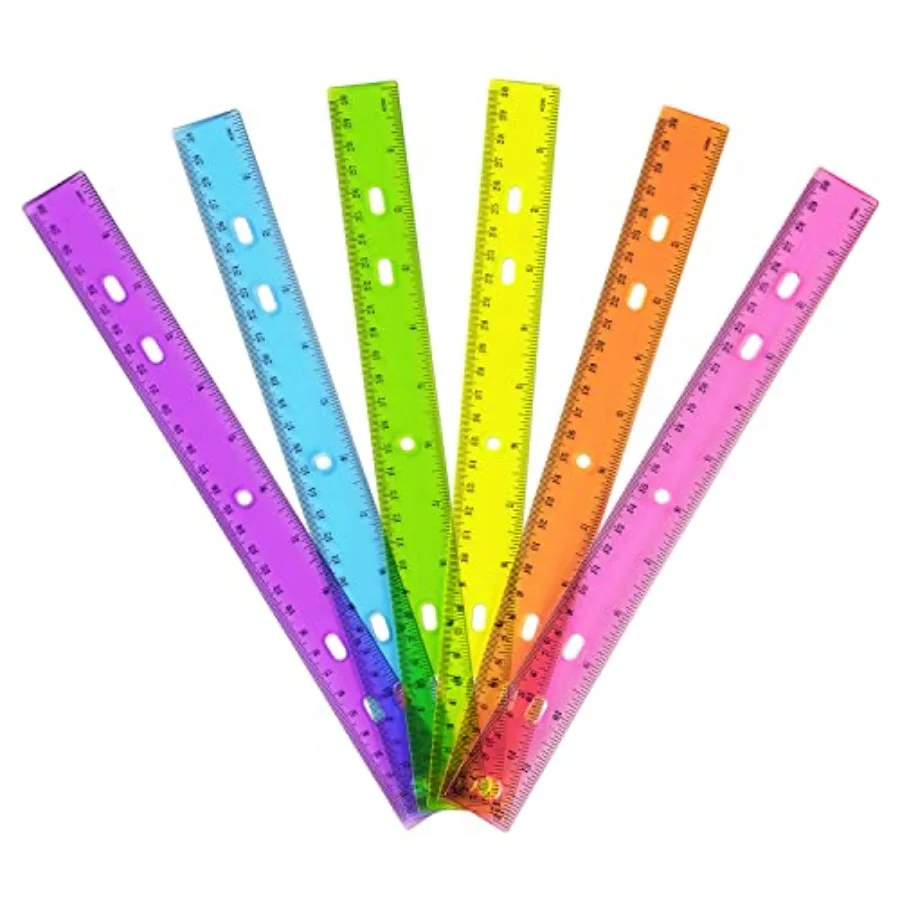 

School Home Office Use: Transparent Plastic Rulers 12 Inch Metric/Imperial Color-Pack of 6 Durable and Clear for and Profession