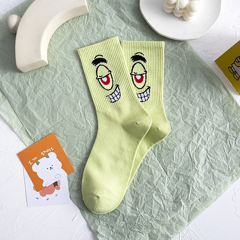 Cartoon SpongeBobs Women\'s Socks High Quality Fashion Men\'s Women Sock Printed Casual Hip-Hop Personality Adult Couple Stockings