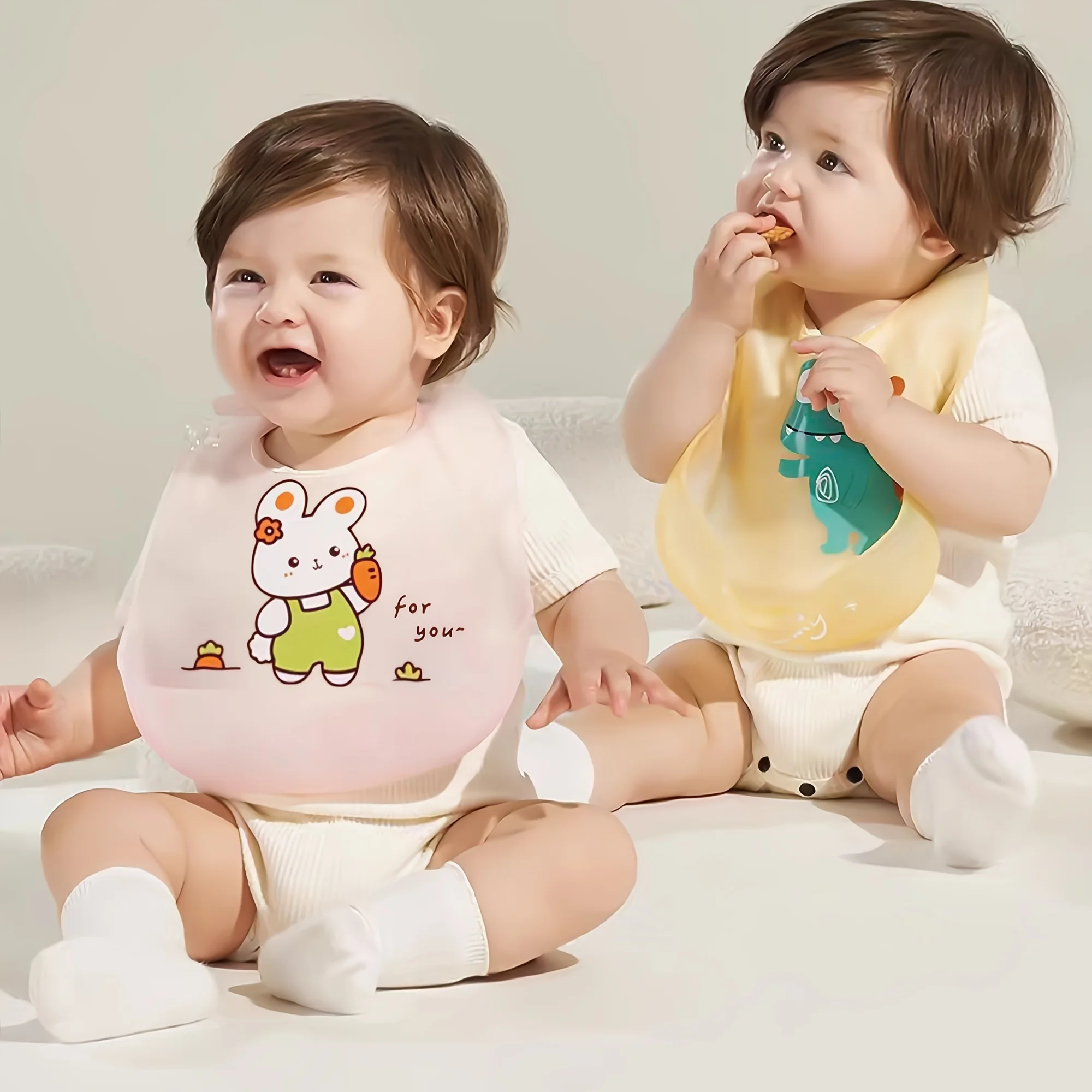 Children's cartoon food-grade silicone bibs,baby eating three-dimensional waterproof bibs,ultra-thinsoft silicone drooling towel