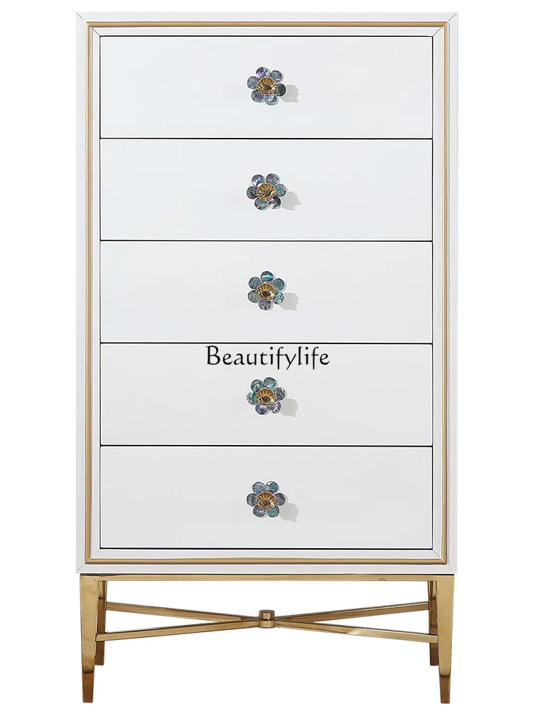 

Cream Style American Light Luxury Bedroom Chest of Drawers Storage Drawer Simple Modern Living Room Storage Cabinet