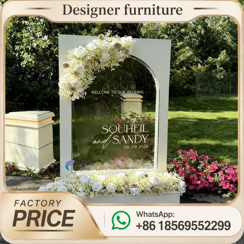 LED Lighted Wedding Welcome Sign Glass Waterfall Feature Wall Fountain Stand Water Curtain for Wedding Event Banquet