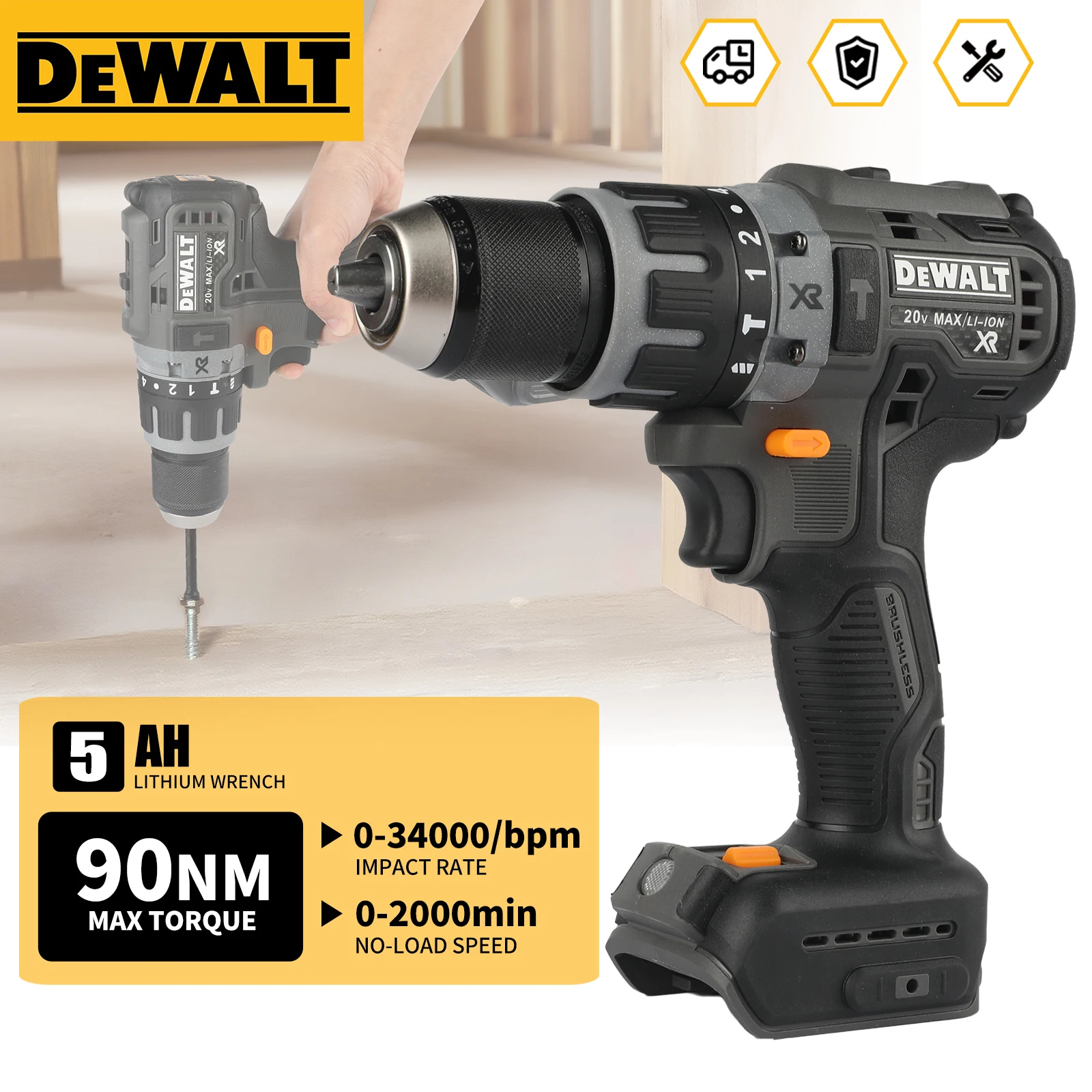 dewalt-dcd85m-20v-portable-brushless-hammer-drill90nm0-2000rpm0~34000bpm3-speed-modes-for-workshop-drilling-tasks