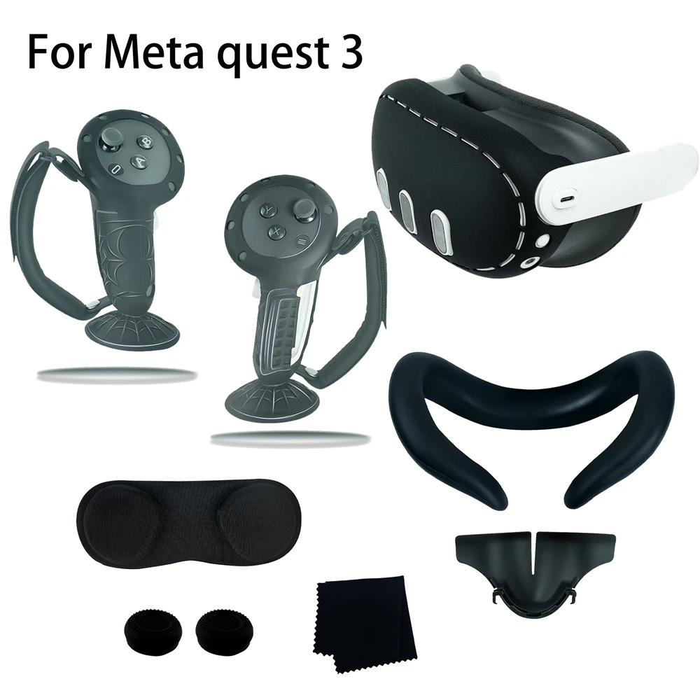 

Полный набор аксессуаров для Meta quest 3 VR, силиконовая маска от пота, Защитная передняя крышка, защитная крышка, блэкаут, всасывание в носу