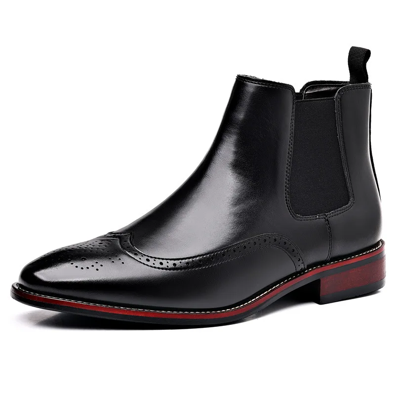Men's Autumn Chelsea Boots Outdoor high top fashion shoes British style versatile mid top boot Casual comfortable male shoe