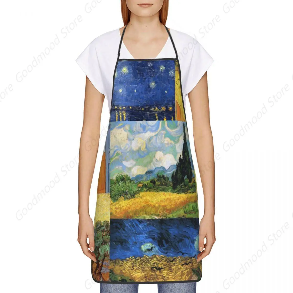 Vincent Van Gogh Paintings Art Collage Bib Aprons Men Women Unisex Kitchen Chef Tablier Cuisine for Cooking Baking Painting