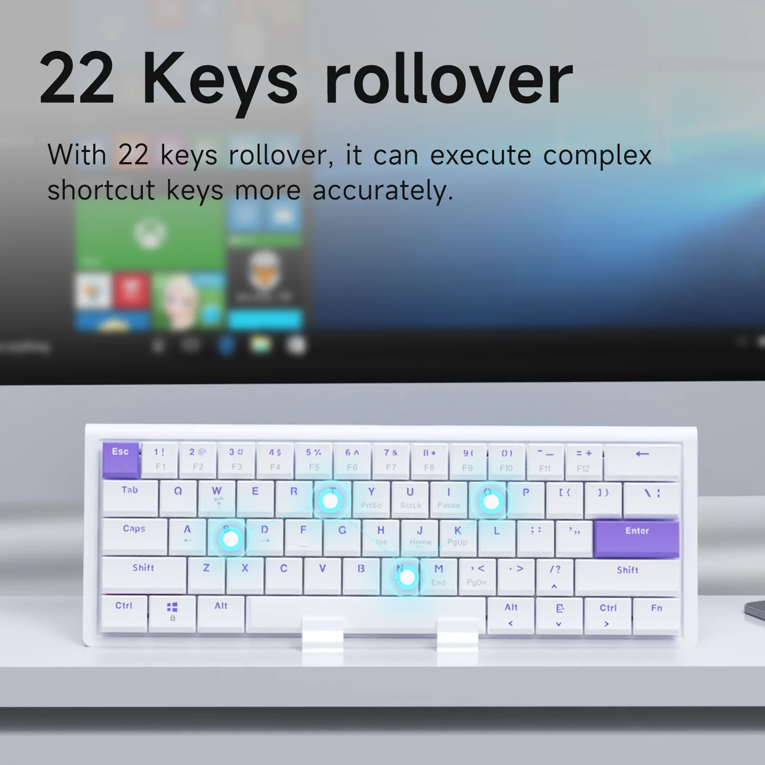 Ajazz NKL61 لوحة مفاتيح منخفضة المستوى 61-مفتاح لوحة مفاتيح ميكانيكية سلكية ذات جسم نحيف 60% أغطية مفاتيح ABS للاستخدام المكتبي