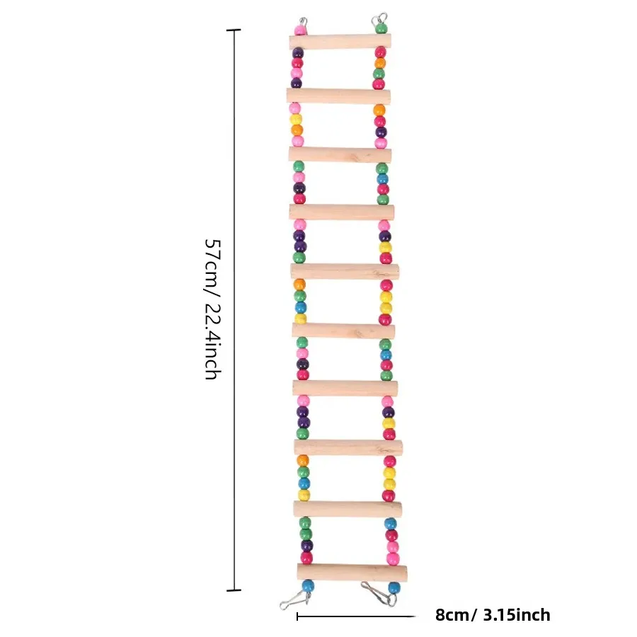 L Size 10 Ladder Pet Birds Swing Wooden Bridge Ladder Climb Cockatiel Parakeet Budgie Parrot Toy Wood Ladder