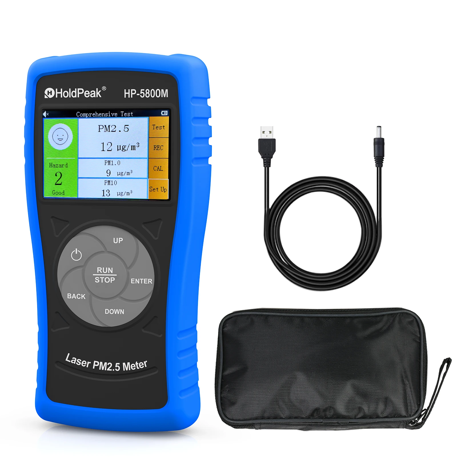 

5800M Air Quality Monitor PM2.5 PM1.0 PM10 Laser Particle Counter Rechargeable for Environmental Testing Home Car Workshop Use