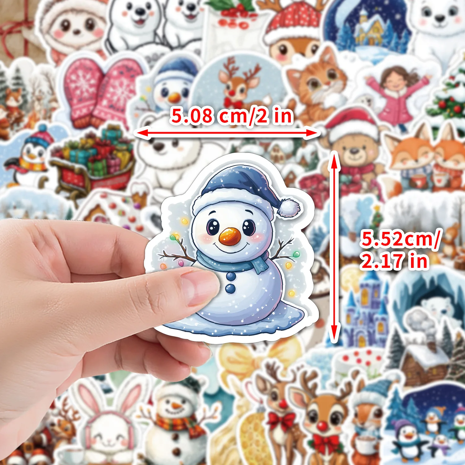 10/50PCS Happy Christmas Stickers For Fridge Window Laptop Skateboard Stationery Craft Supplies Vintage Aesthetic Kids Sticker