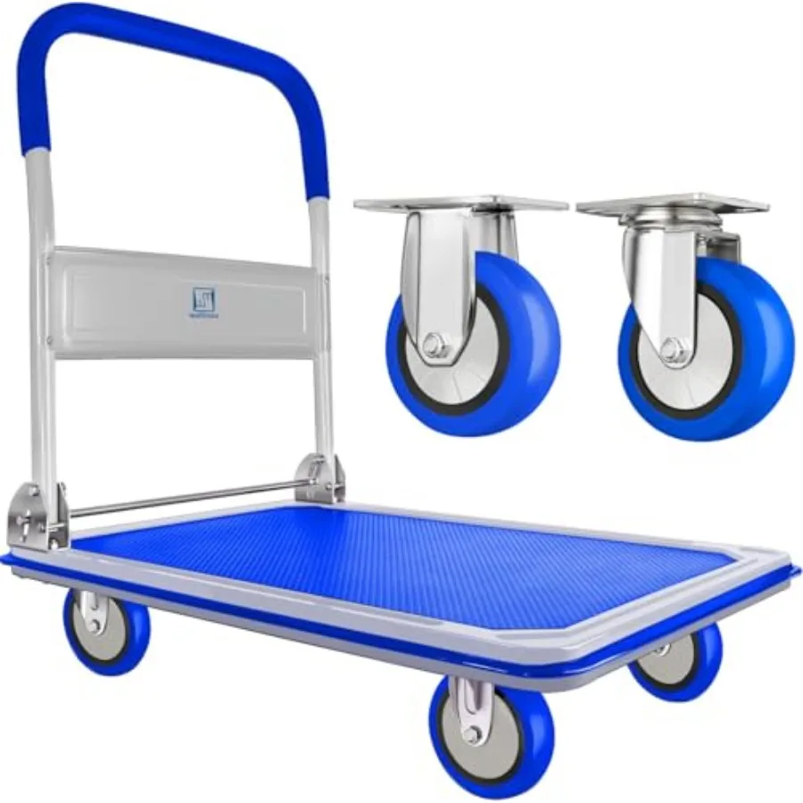 Push Cart Dolly, Foldable Moving Platform Flat Cart, 660 lb