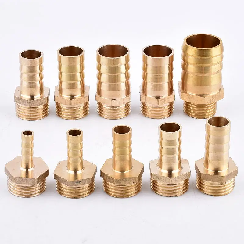 2pcs Brass Hose Connector G1/2 to 6~25mm Copper Barb Fitting Aquarium Filter Irrigation Pump Joint Adapter For Garden Watering