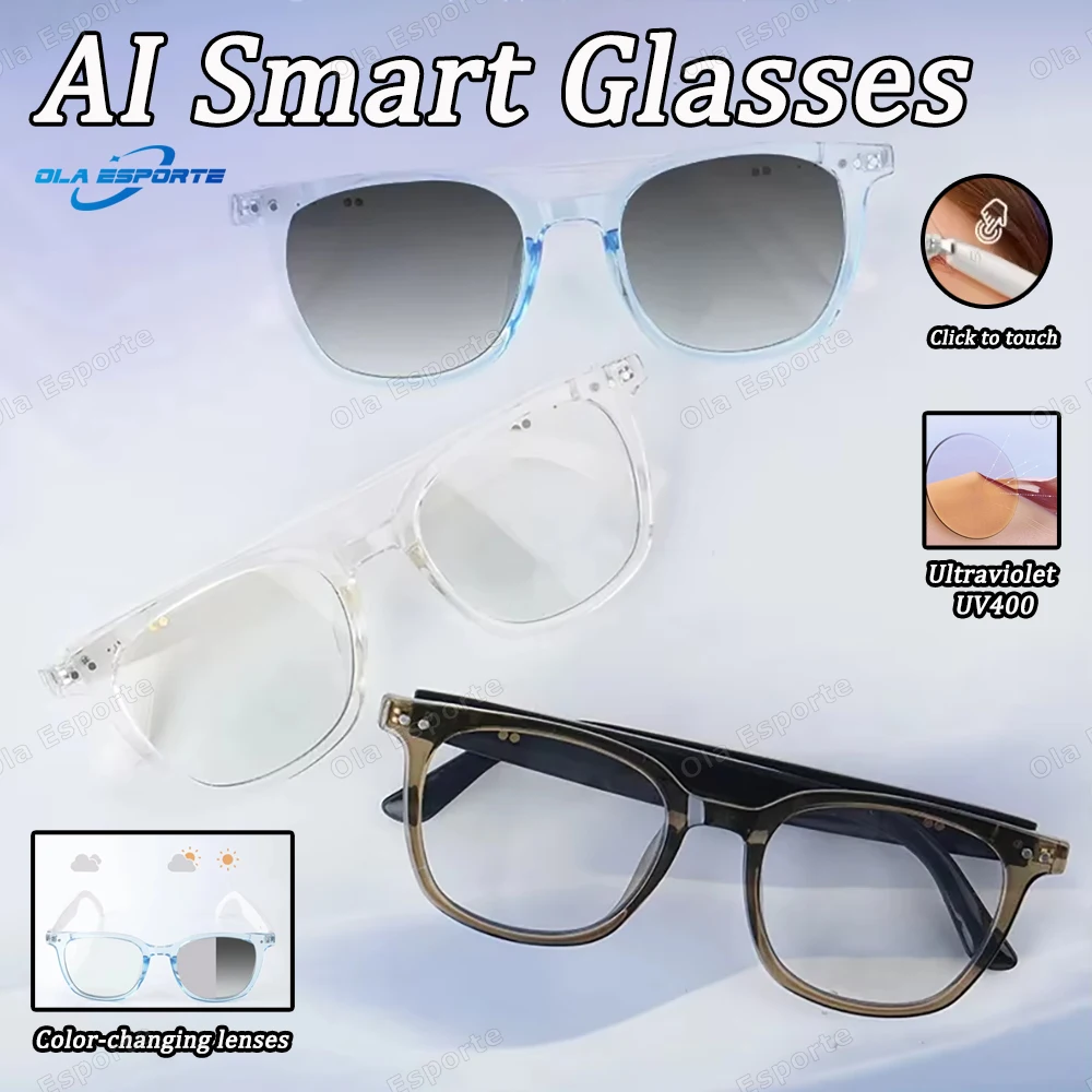 

New AI Smart Glasses color-changing lenses Bluetooth Call music headset sunglasses transparent anti-blue light glasses men women