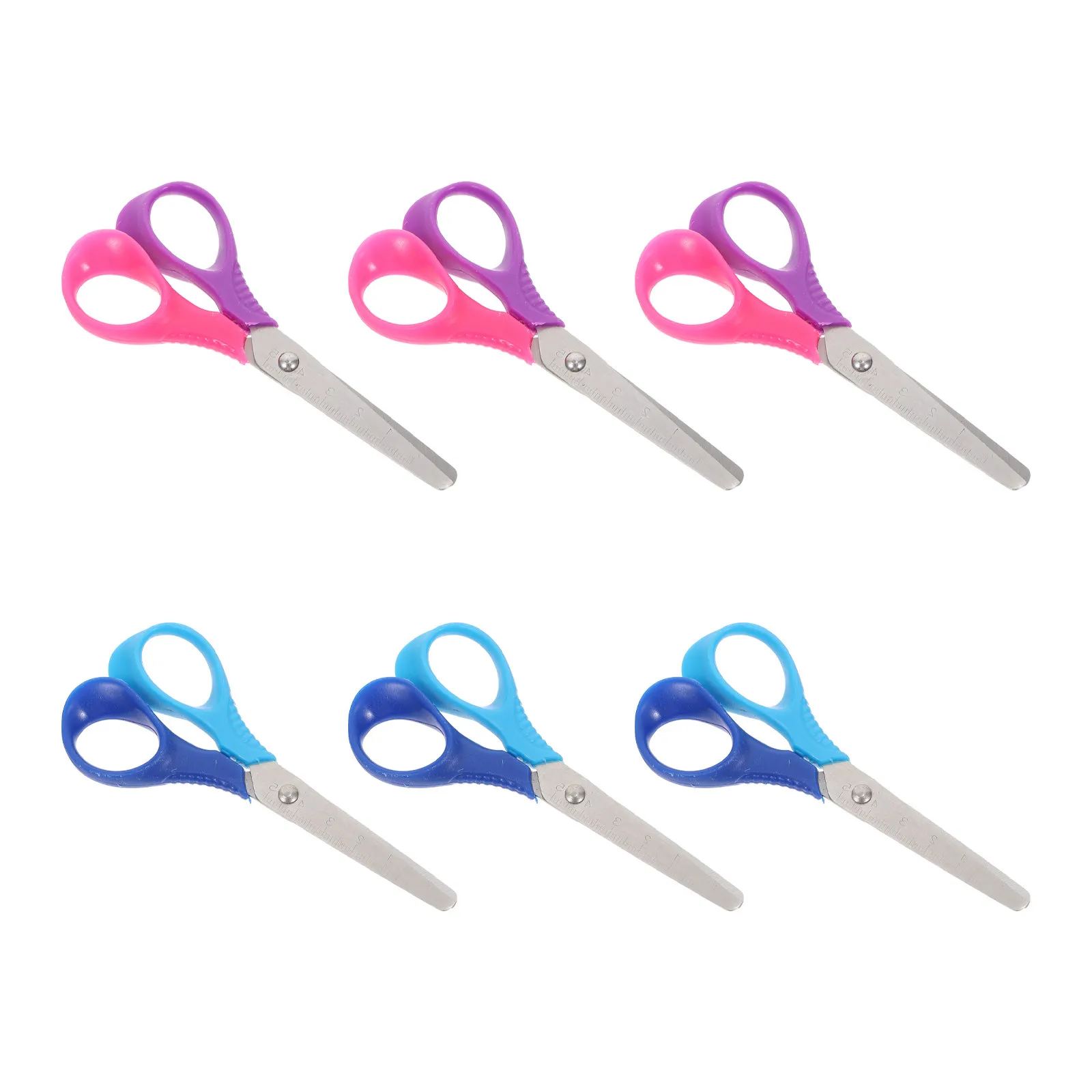 

6Pcs Student Scissors for Safe Cutting Craft Tool with Scale Easy Grip for School DIY Art Projects Home Office Use