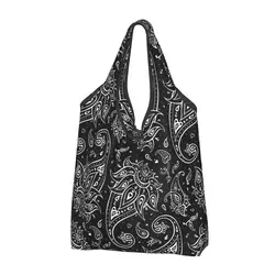 Reusable Paisley Grocery Bag Foldable Machine Washable Elegant Ethnic Pattern Shopping Bags Large Eco Storage Bag Lightweight