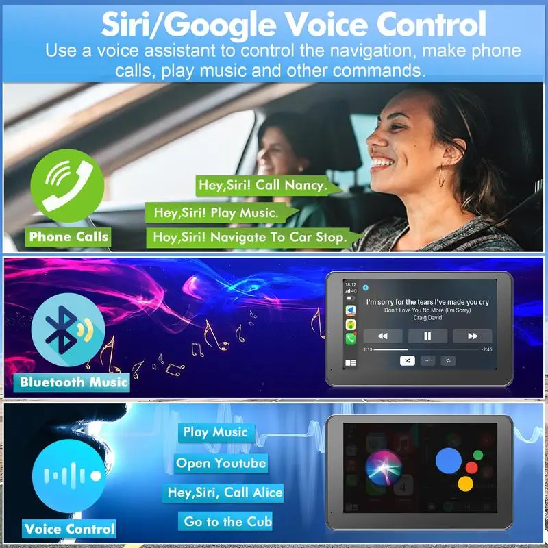 2026 Upgraded Wireless CarPlay Screen for Andriod & Iphone Portable Car Play Adapter for Seamless In-Car Entertainment