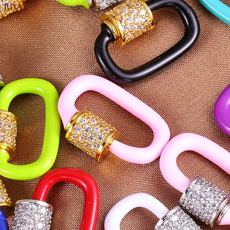 JUYA Enamel Copper Spiral Clasps Connector 18x12mm Cubic Zirconia Clasp Fasteners For DIY Jewelry Making Supplies Accessories