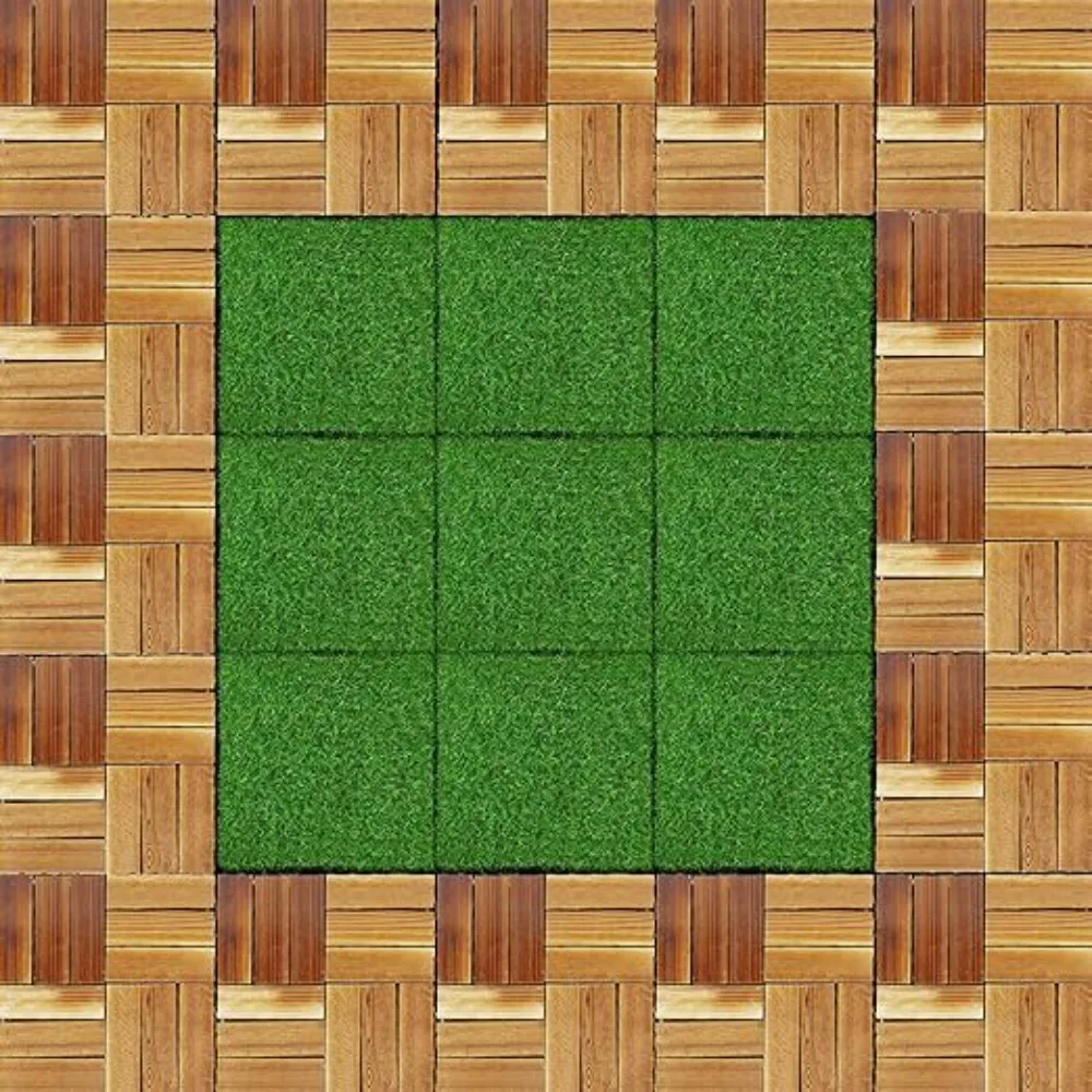 

48 Garden Flooring Hardwood Interlocking Terraces and Manually Interlocked Drainage Tiles, 12 X 12 ", Courtyard Garden Flooring