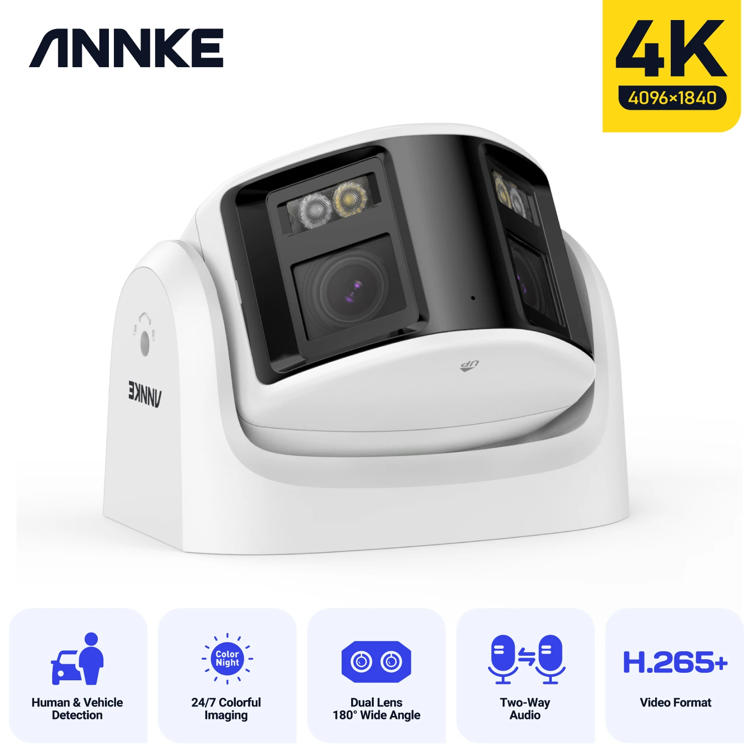 ANNKE Smart Home 180° 8MP/6MP DUO POE Dual Lens Wide View Outdoor Video POE Camera,4K AI Human Detect,8MP Security CCTV Camera