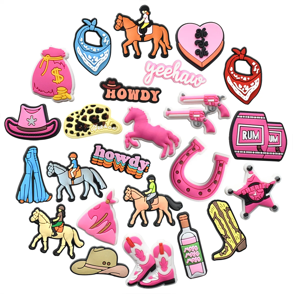 Cowgirl boy horse money hat bottle Shoe Charms PVC Decrations For bag Buckle Kids girl Gifts Shoe Accessories wholesale