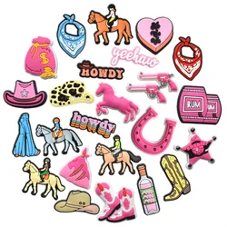 Cowgirl boy horse money hat bottle Shoe Charms decorazioni in PVC per Croc Charms Buckle Kids girl Gifts accessori per scarpe all'ingrosso