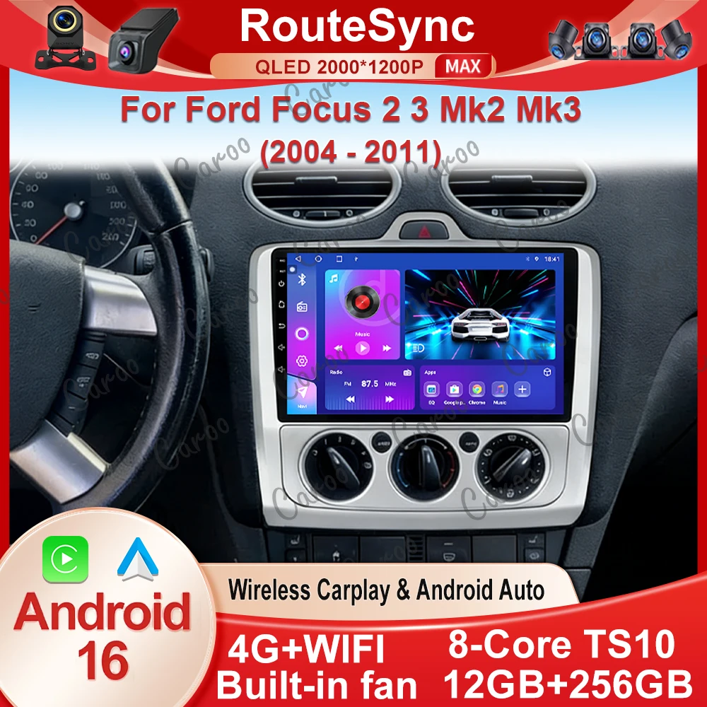 Android 16 For Ford Focus 2 3 Mk2 Mk3 2004 2005 2006 2007 - 2011 Car Radio Navigation Multimedia Player WIFI+4G GPS Carplay Auto