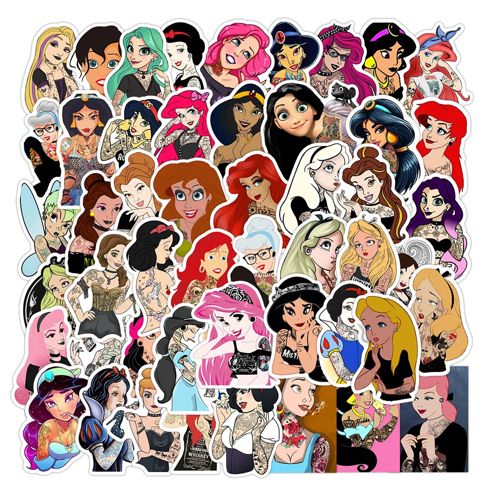 10/30/50PCS Cartoon Princess Punk Style Personality Sticker DIY Phone Laptop Luggage Skateboard Graffiti Decals Fun for Kid Gift