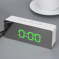 Mirror Led Radio Alarm Clock Usb Powered Digital Time Display With Snooze Sleep Function Fm Wake Mode Multi-Function
