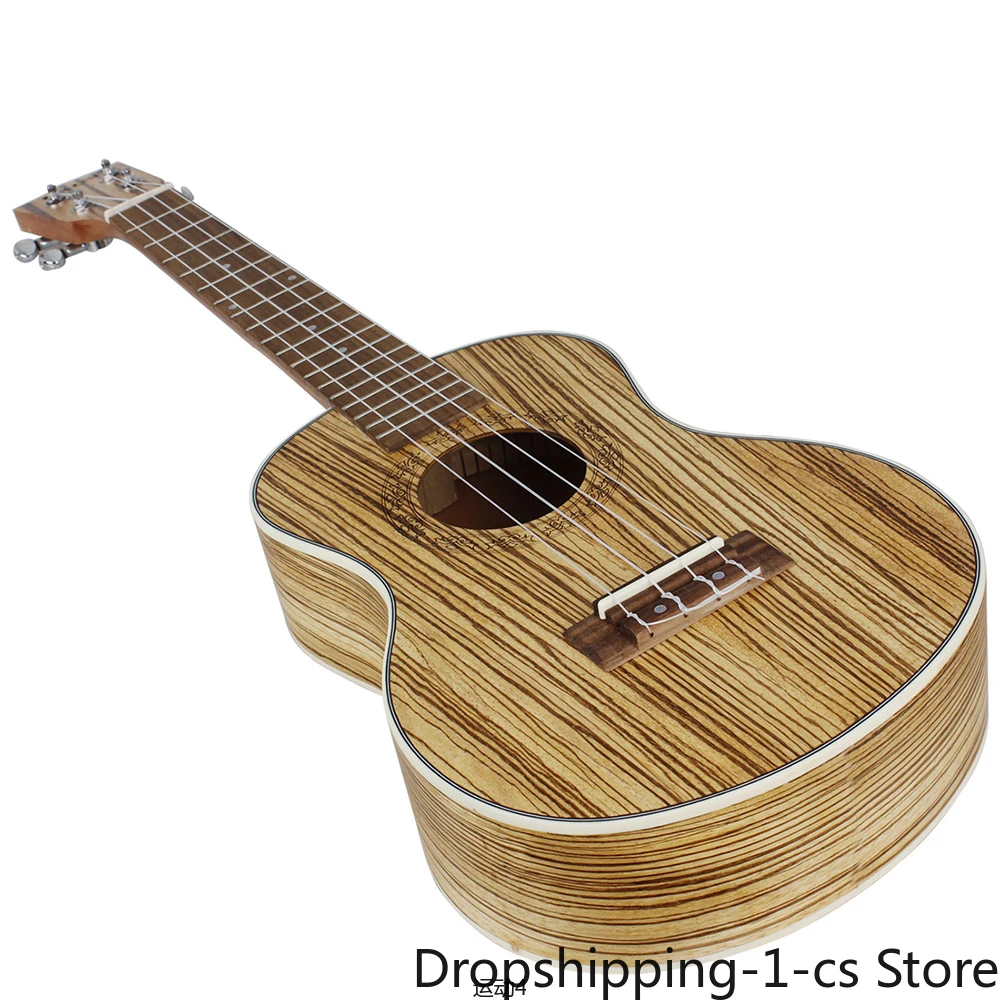 

21 Inch Zebra Wood Ukulele 4 Strings Hawaiian Guitar Soprano Ukulele With Bag Tuner Strings Capo Guitar Parts & Accessories