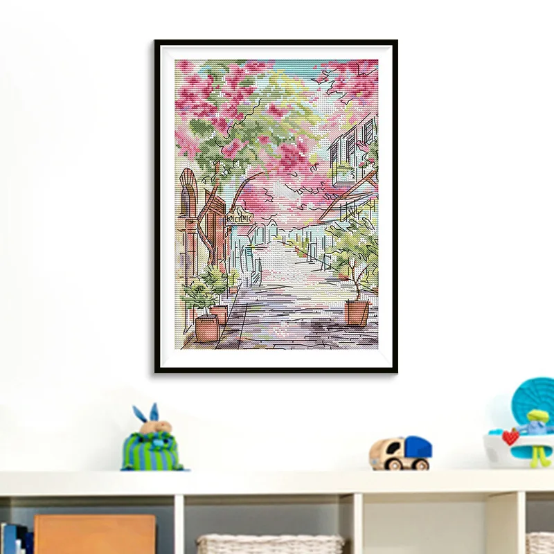 

Набор для вышивки крестом Joy Sunday с предварительной печатью, легкий узор, набор для вышивки из штампованной ткани Аиды, редкие улицы