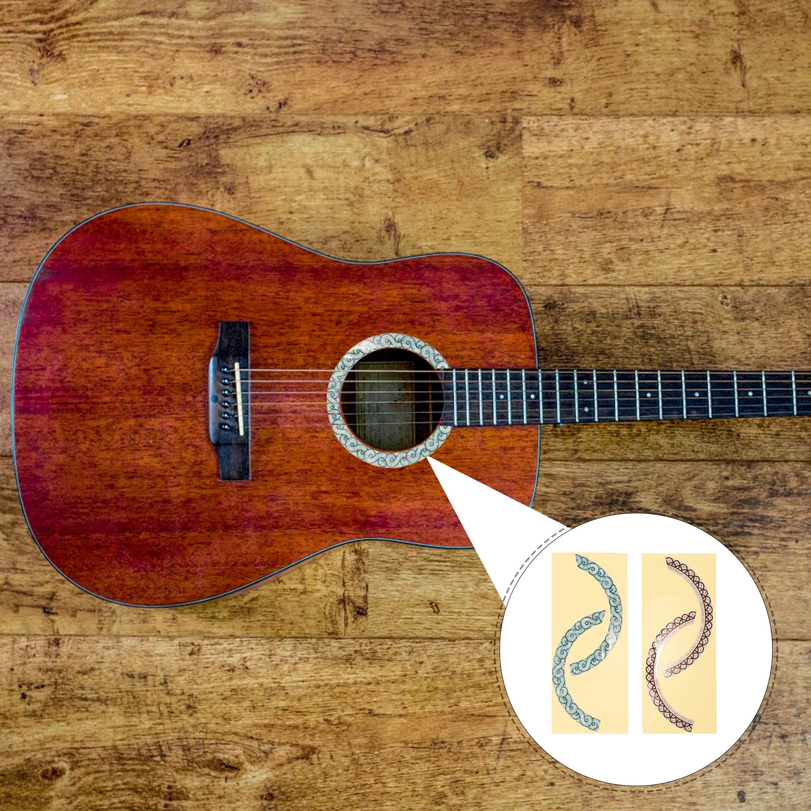 

2Pcs Guitar Sound Hole Stickers Unique Design Easy Install Decorative Acoustic Guitar Decals