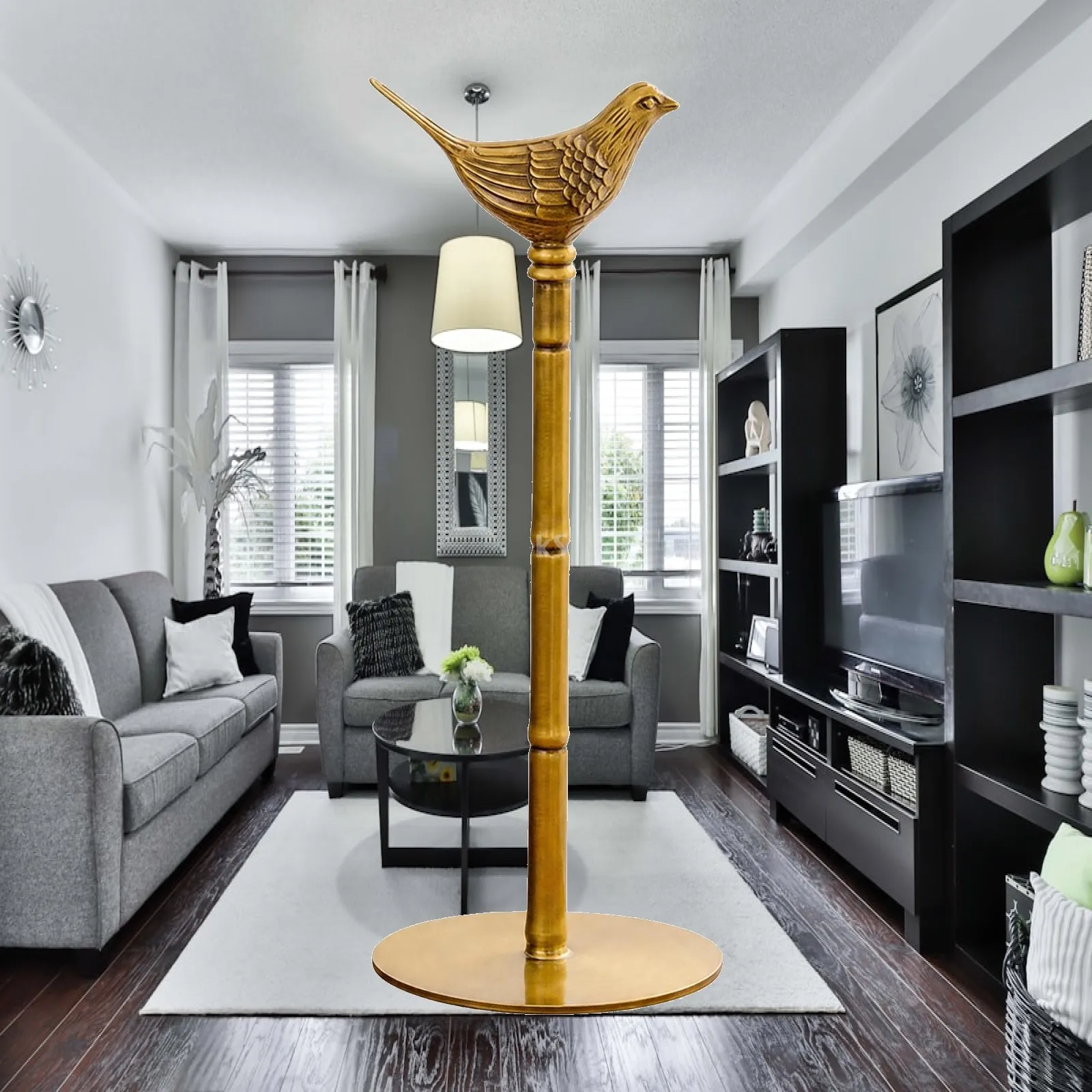 Brass Napkin Paper Holder Stand with Bird Finial for Kitchen Countertop Dining Table Decorative Towel Rack
