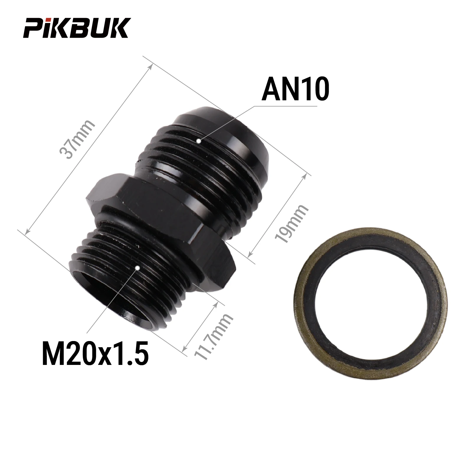PIKBUK Aluminium AN6 AN8 AN10 AN12 auf M10/12/14/16/18/20/22x1.5 Adapter Flare-Fitting Auto-Schlauchanschluss Stecker Ölkühler-Anschluss