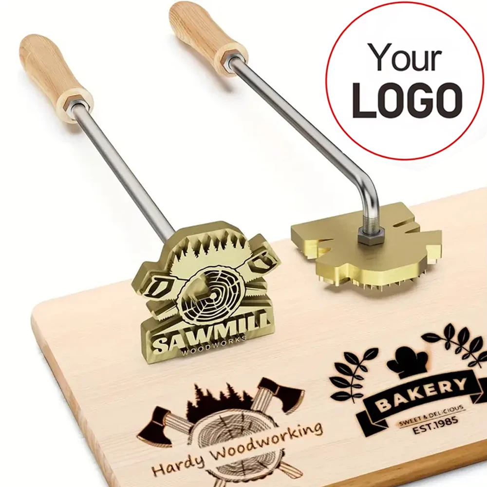 Leather Wood LOGO Customized Brass Iron Heating Stamping Embosser Stamp Custom Cake Hamburger Wedding Party Private LOGO DIY
