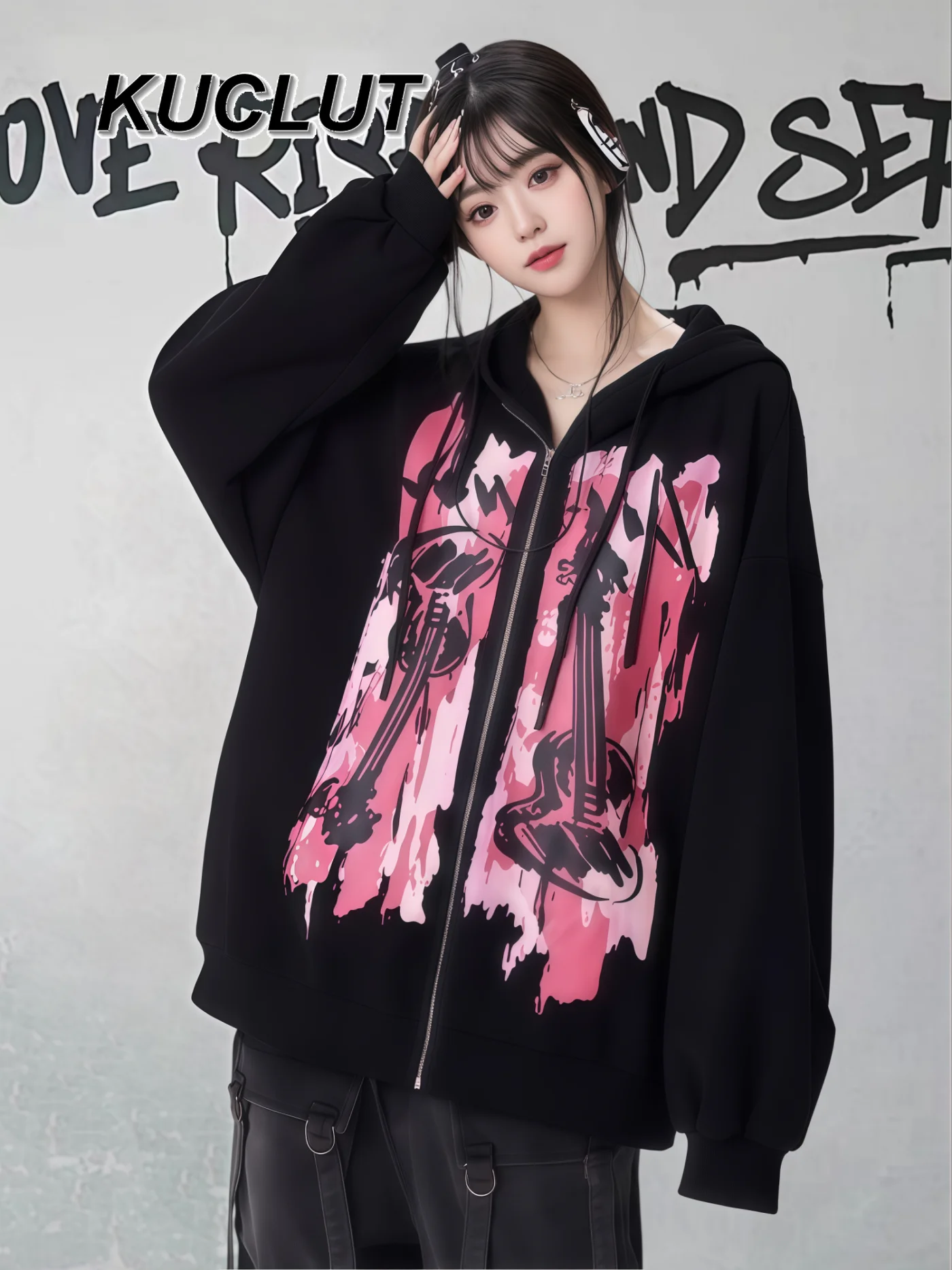 

Women's Coats Retro High Street Style Color-Block Printed Casual Hoodie for Women New Fashion Spring Autumn Ladies Loose Jacket