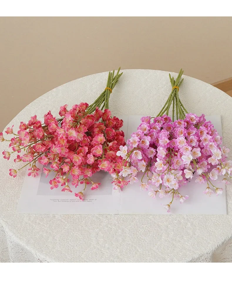 10/15 Stück Simulationsblumen aus Seide, Champagnerfarbene Ritterspangen, Pflanze zur Restaurantdekoration, Künstliche Ritterspangen-Zweige – Detail 7