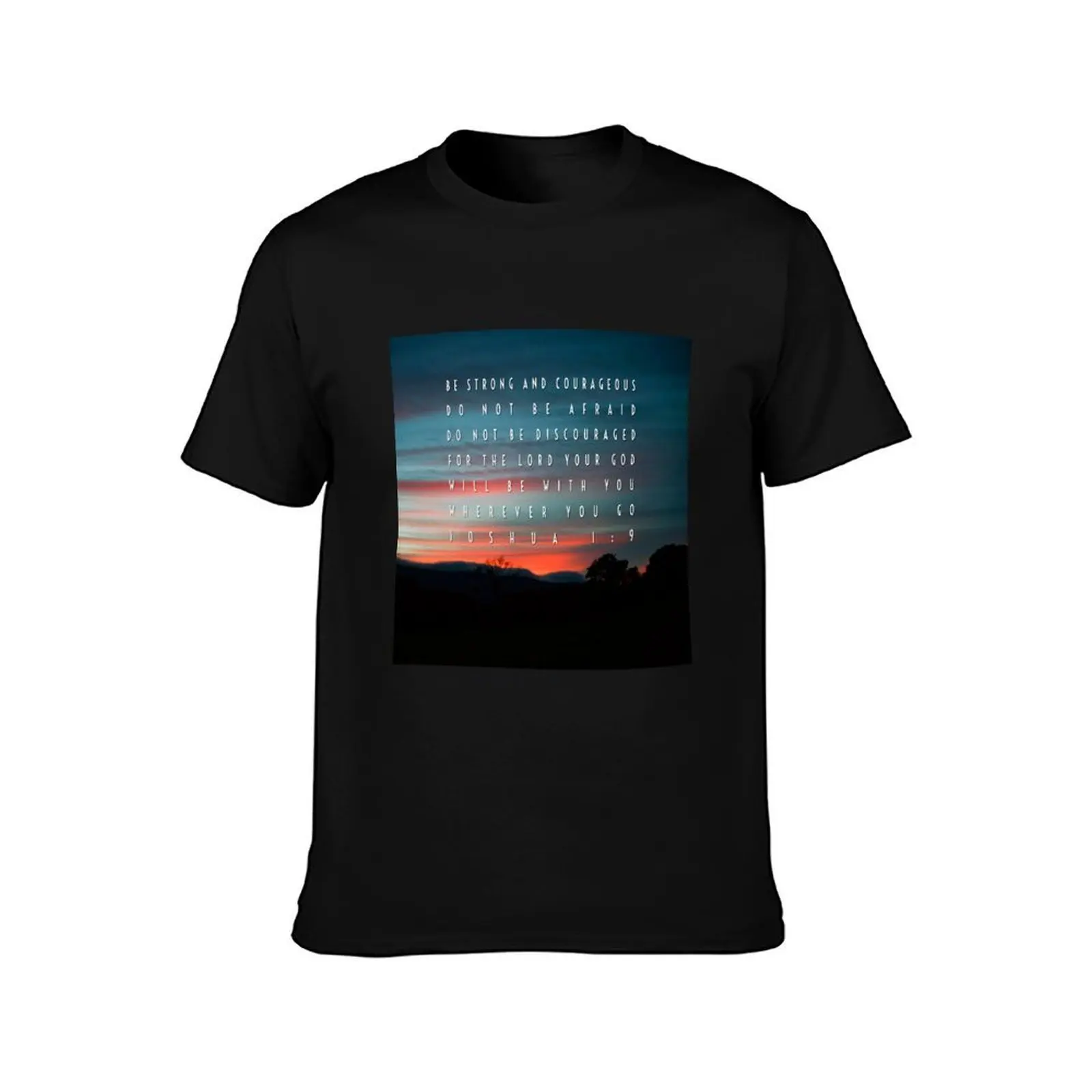 Bible Verse Joshua 1:9 T-Shirt, Summer Casual Cotton Tee, Oversized Streetwear Tops, Vintage Graphic Print, Unisex Men Women