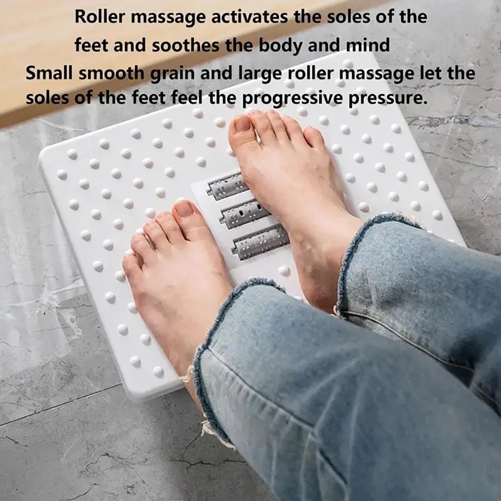 Portable Design Ergonomic Foot Rest Under Desk Adjustable Height, Tilt Angle Massage Roller Desk Leg Rest Pain Relief