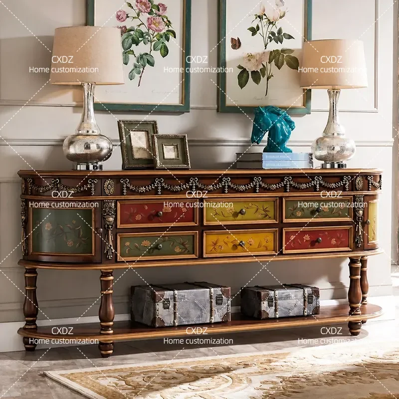 Side table Entrance cabinet Solid wood American dining side cabinet Long table End view table Sofa back to the wall