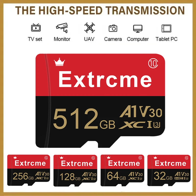 Оригинальная мини-карта памяти Micro TF на 128 ГБ, SD-карта большой емкости на 512 ГБ, высокоскоростная SD-карта класса 10 для ПК/телефона/камеры/Mac