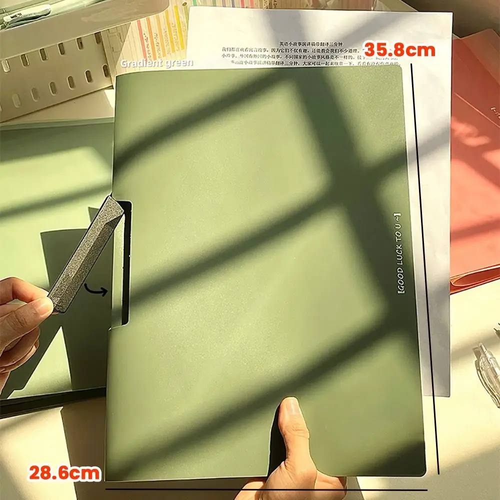 5PCS/Set PP A4 File Folder Rotating Side Open Gradient Color File Binder Loose Leaf Waterproof Test Paper Clamp School Office