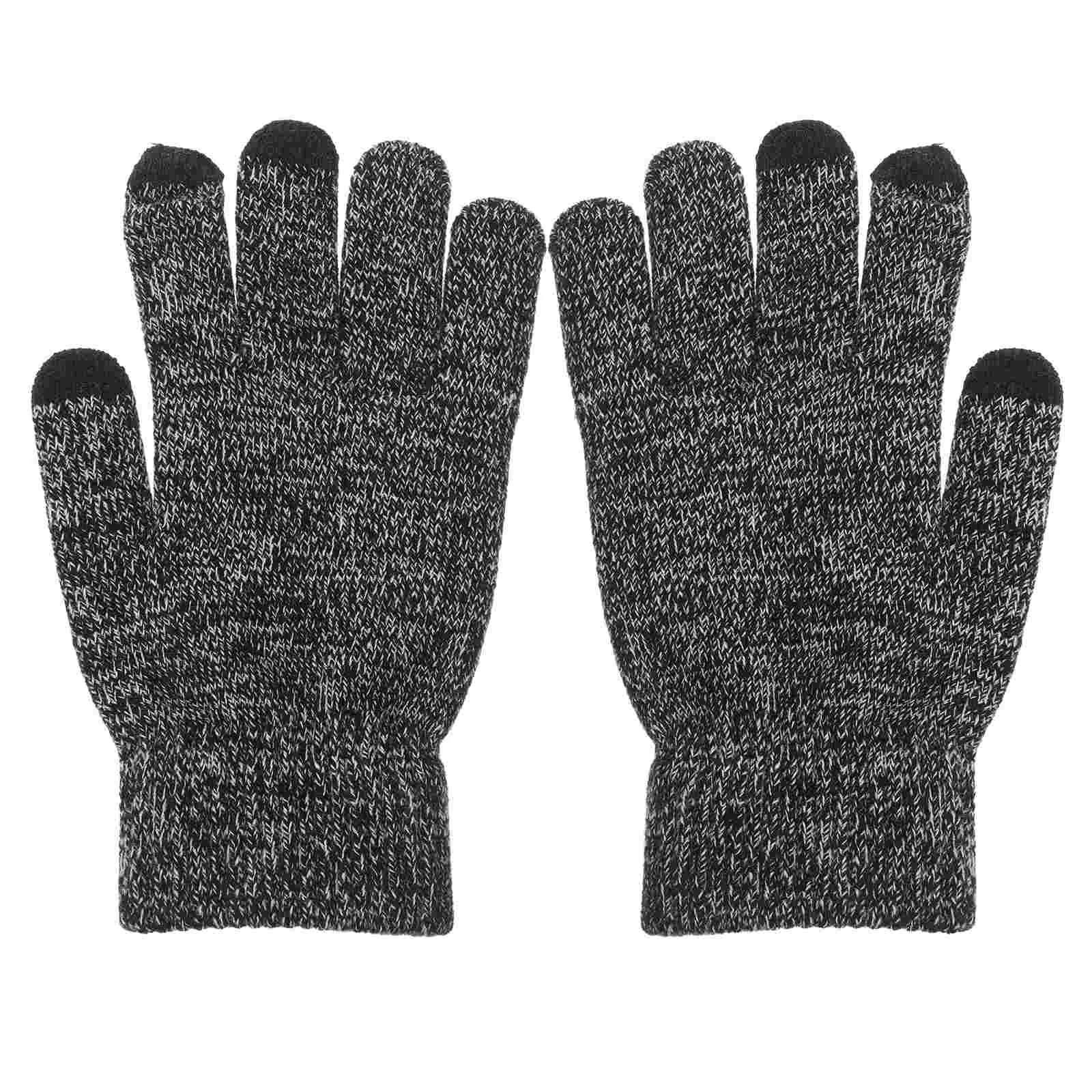 Motorcycle Gloves Autumn and Winter Knitted for Men Fingers Knitting Office Black